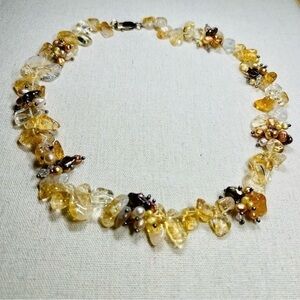 Vintage Necklace Gorgeous Artisan Sterling Silver Pearl and Gemstone OoaK